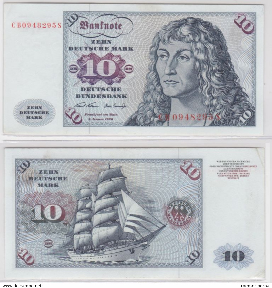 T144459 Banknote 10 DM Deutsche Mark Ro. 270a Schein 2.Jan. 1970 KN CB 0948295 S - 10 Deutsche Mark