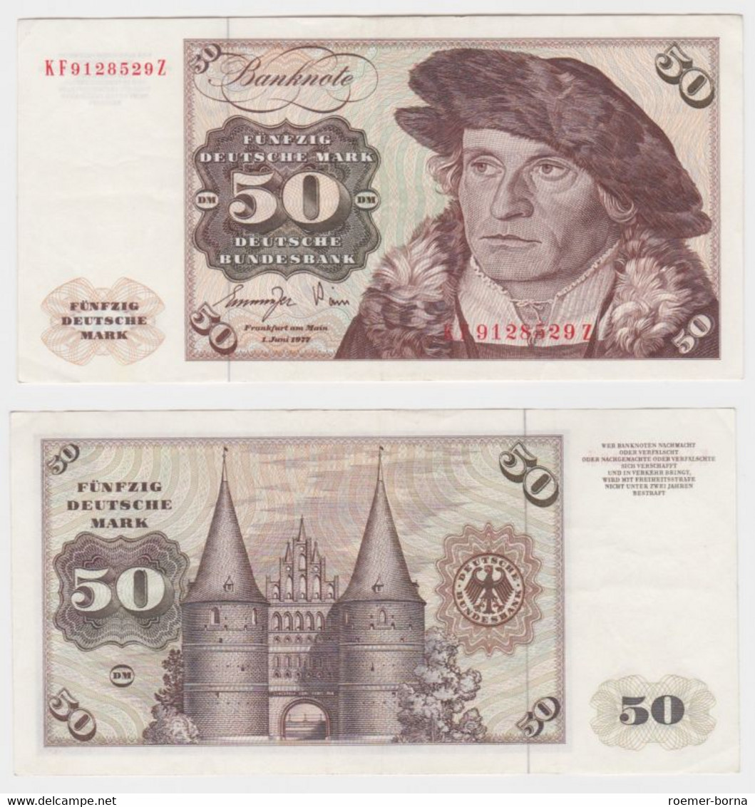 T144487 Banknote 50 DM Deutsche Mark Ro. 277a Schein 1.Juni 1977 KN KF 9128529 Z - 50 Deutsche Mark