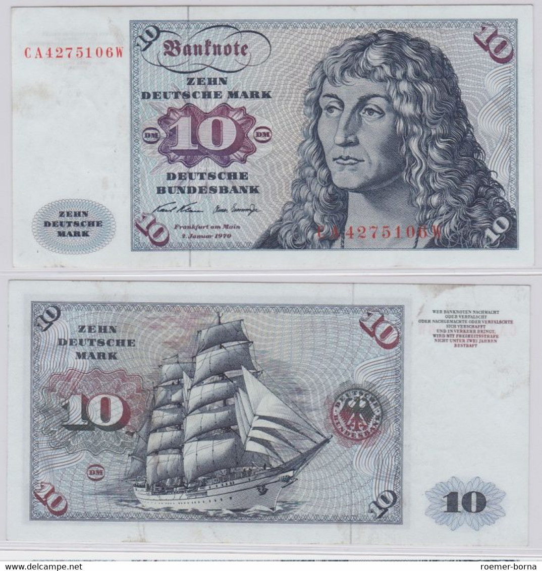 T144677 Banknote 10 DM Deutsche Mark Ro. 270a Schein 2.Jan. 1970 KN CA 4275106 W - 10 Deutsche Mark