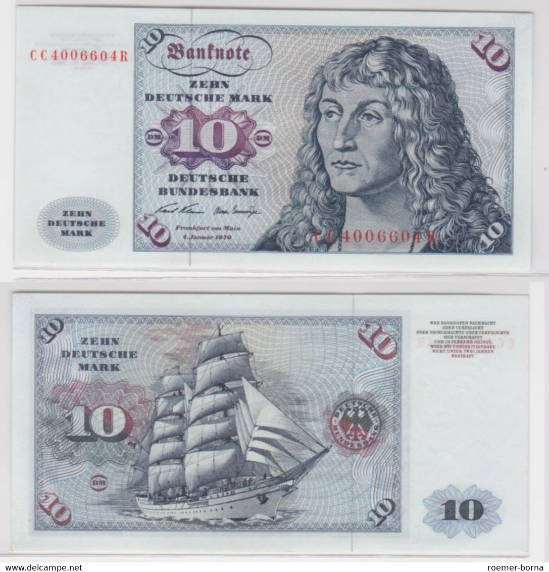 T144731 Banknote 10 DM Deutsche Mark Ro. 270a Schein 2.Jan. 1970 KN CC 4006604 R - 10 DM