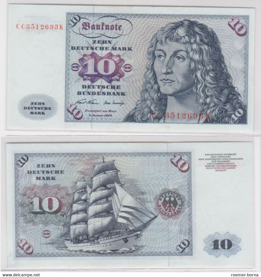 T144740 Banknote 10 DM Deutsche Mark Ro. 270a Schein 2.Jan. 1970 KN CC 3512693 K - 10 Deutsche Mark