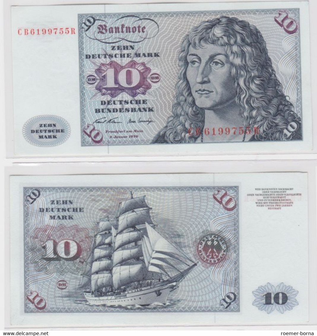 T144803 Banknote 10 DM Deutsche Mark Ro. 270a Schein 2.Jan. 1970 KN CB 6199755 R - 10 DM