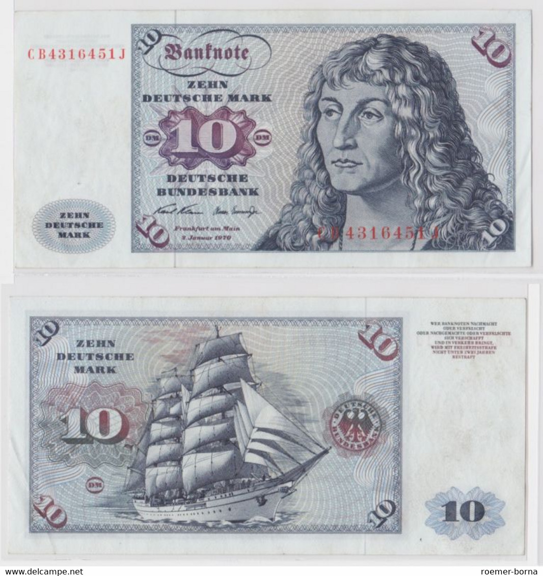 T144932 Banknote 10 DM Deutsche Mark Ro. 270a Schein 2.Jan. 1970 KN CB 4316451 J - 10 Deutsche Mark