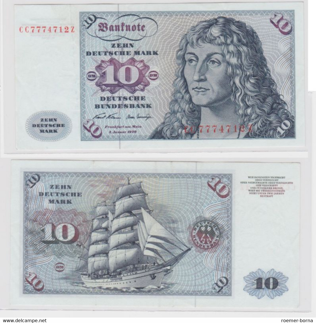 T144944 Banknote 10 DM Deutsche Mark Ro. 270a Schein 2.Jan. 1970 KN CC 7774712 Z - 10 Deutsche Mark