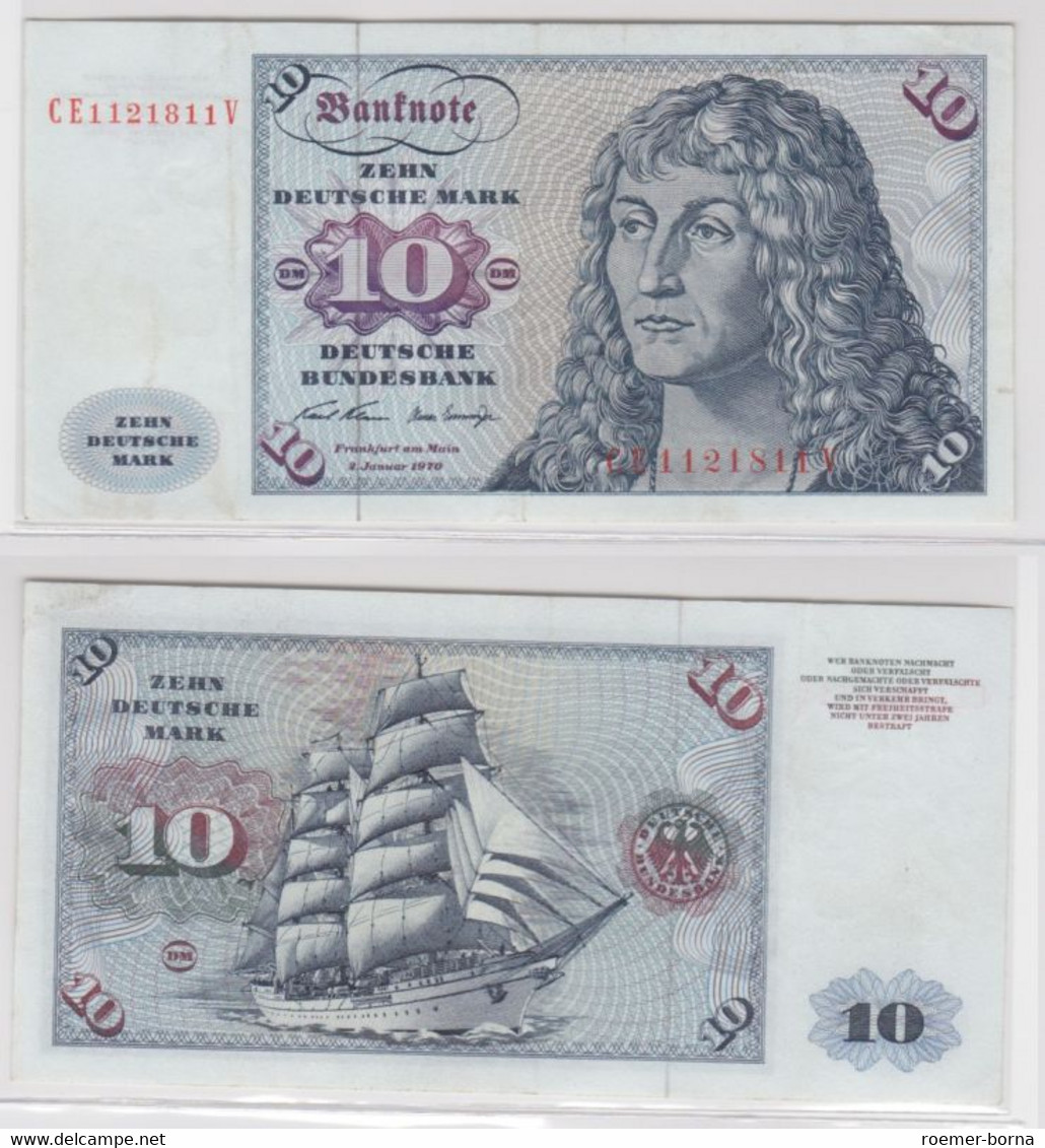 T145014 Banknote 10 DM Deutsche Mark Ro. 270b Schein 2.Jan. 1970 KN CE 1121811 V - 10 Deutsche Mark