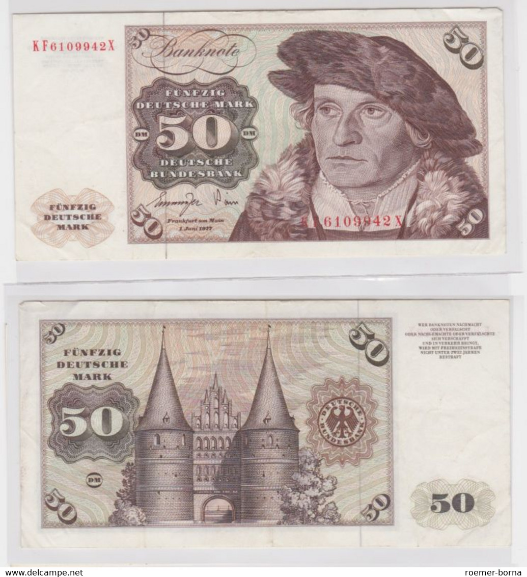 T145123 Banknote 50 DM Deutsche Mark Ro. 277a Schein 1.Juni 1977 KN KF 6109942 X - 50 Deutsche Mark