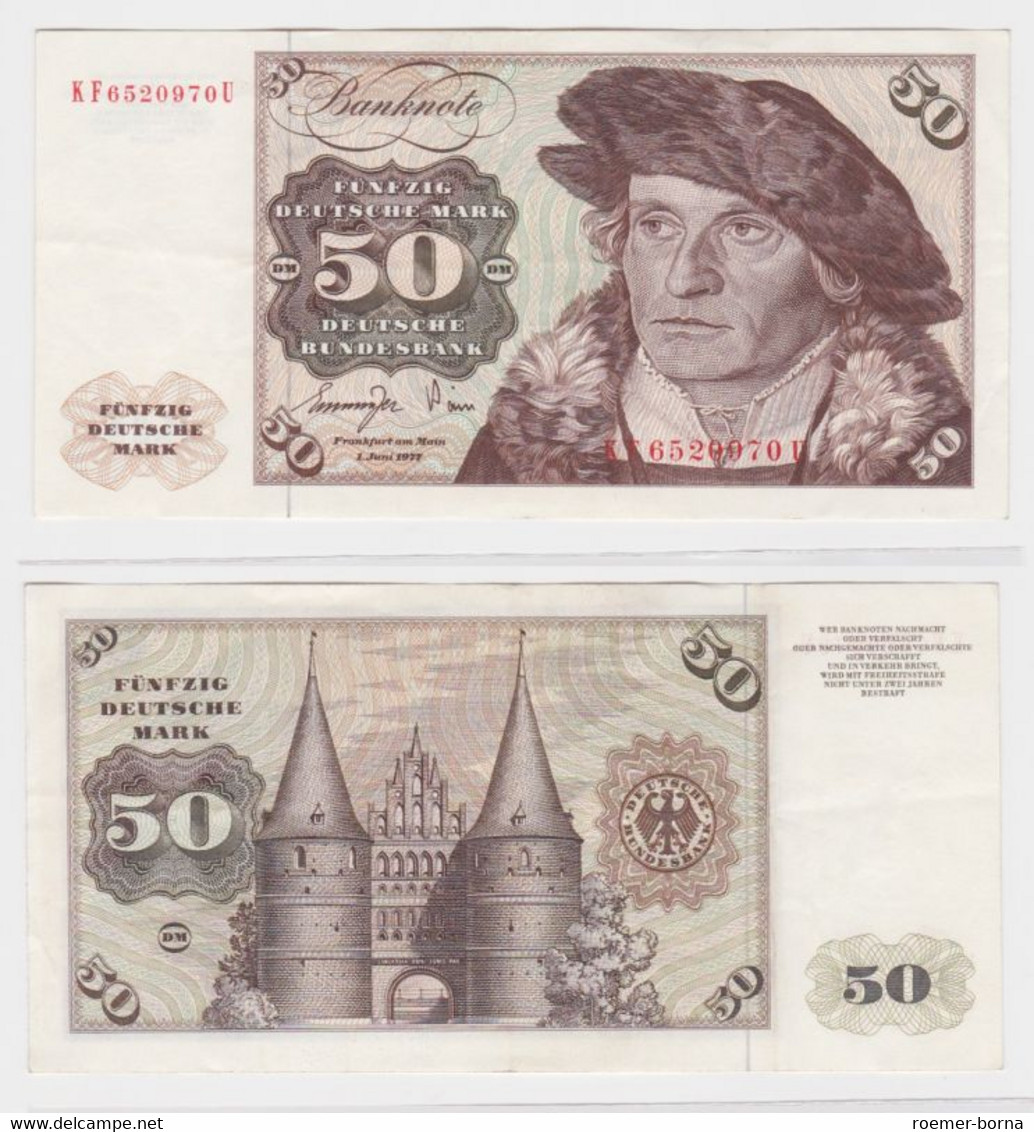 T145145 Banknote 50 DM Deutsche Mark Ro. 277a Schein 1.Juni 1977 KN KF 6520970 U - 50 DM