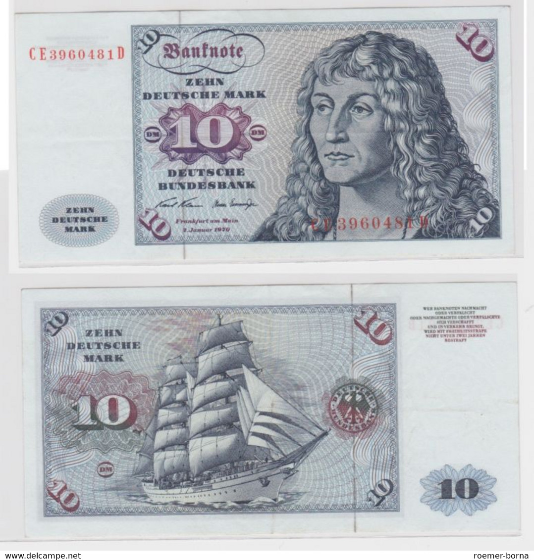 T145449 Banknote 10 DM Deutsche Mark Ro. 270b Schein 2.Jan. 1970 KN CE 3960481 D - 10 Deutsche Mark