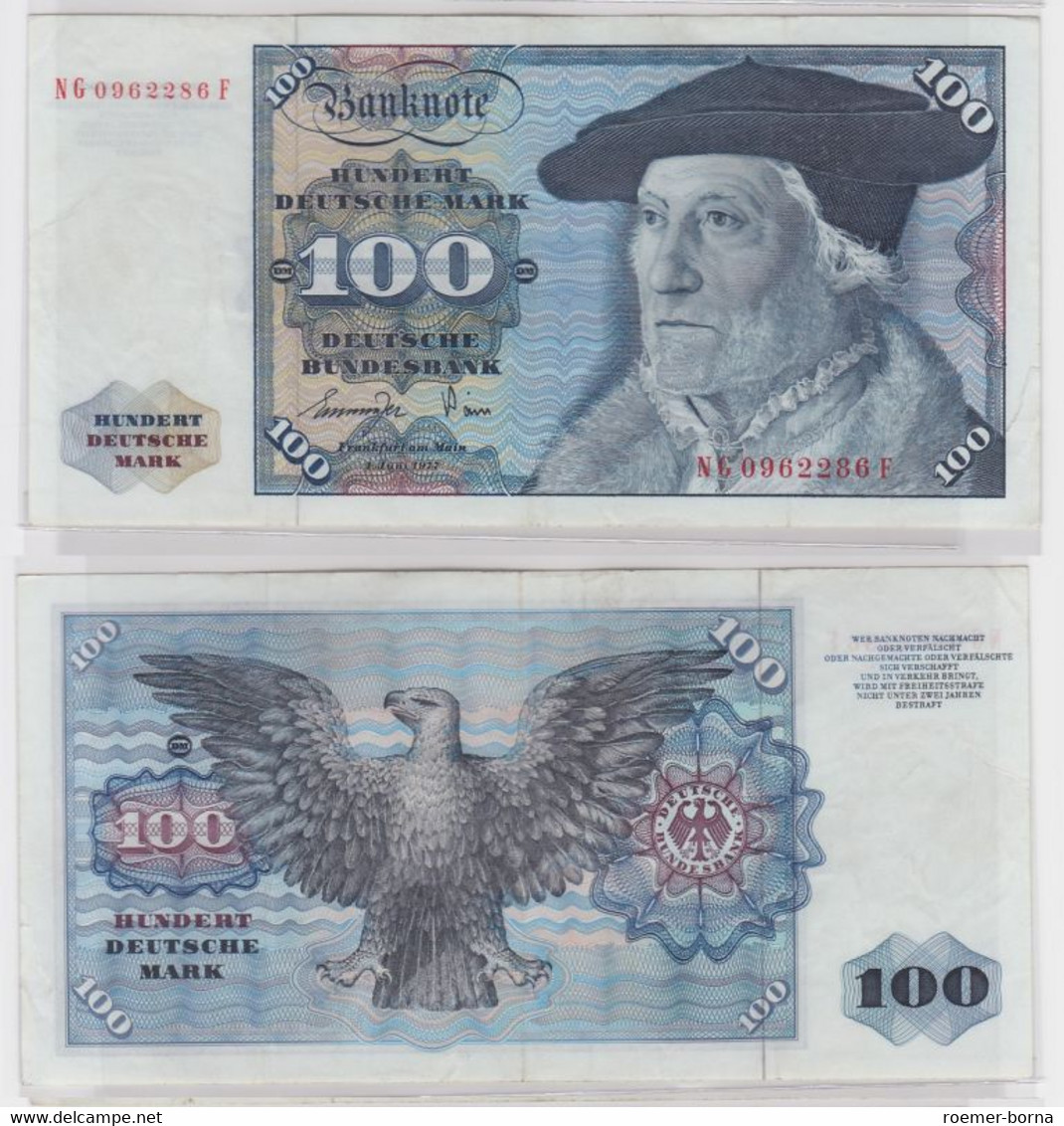 T145479 Banknote 100 DM Deutsche Mark Ro 278a Schein 1.Juni 1977 KN NG 0962286 F - 100 DM