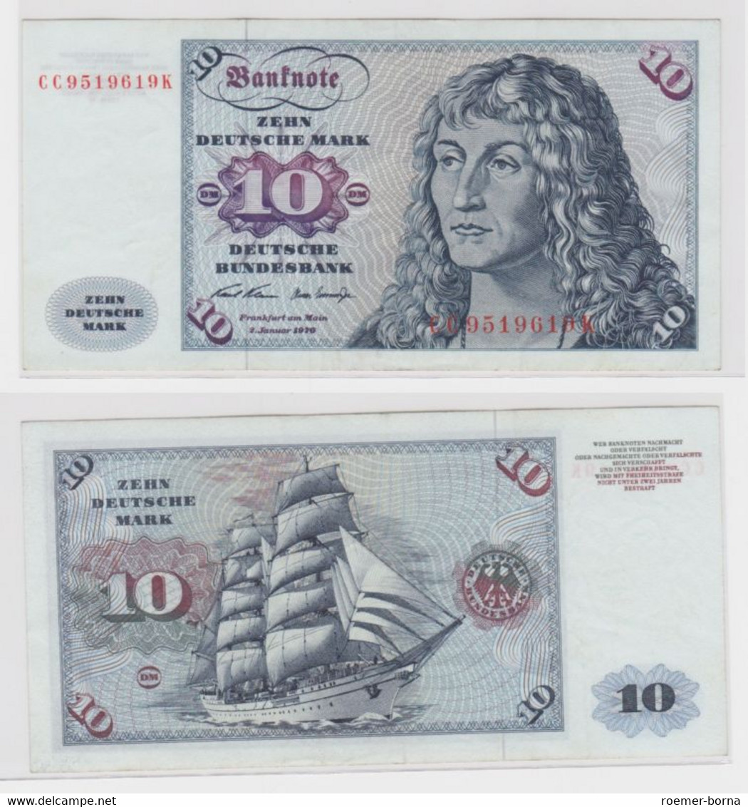 T145490 Banknote 10 DM Deutsche Mark Ro. 270a Schein 2.Jan. 1970 KN CC 9519619 K - 10 Deutsche Mark