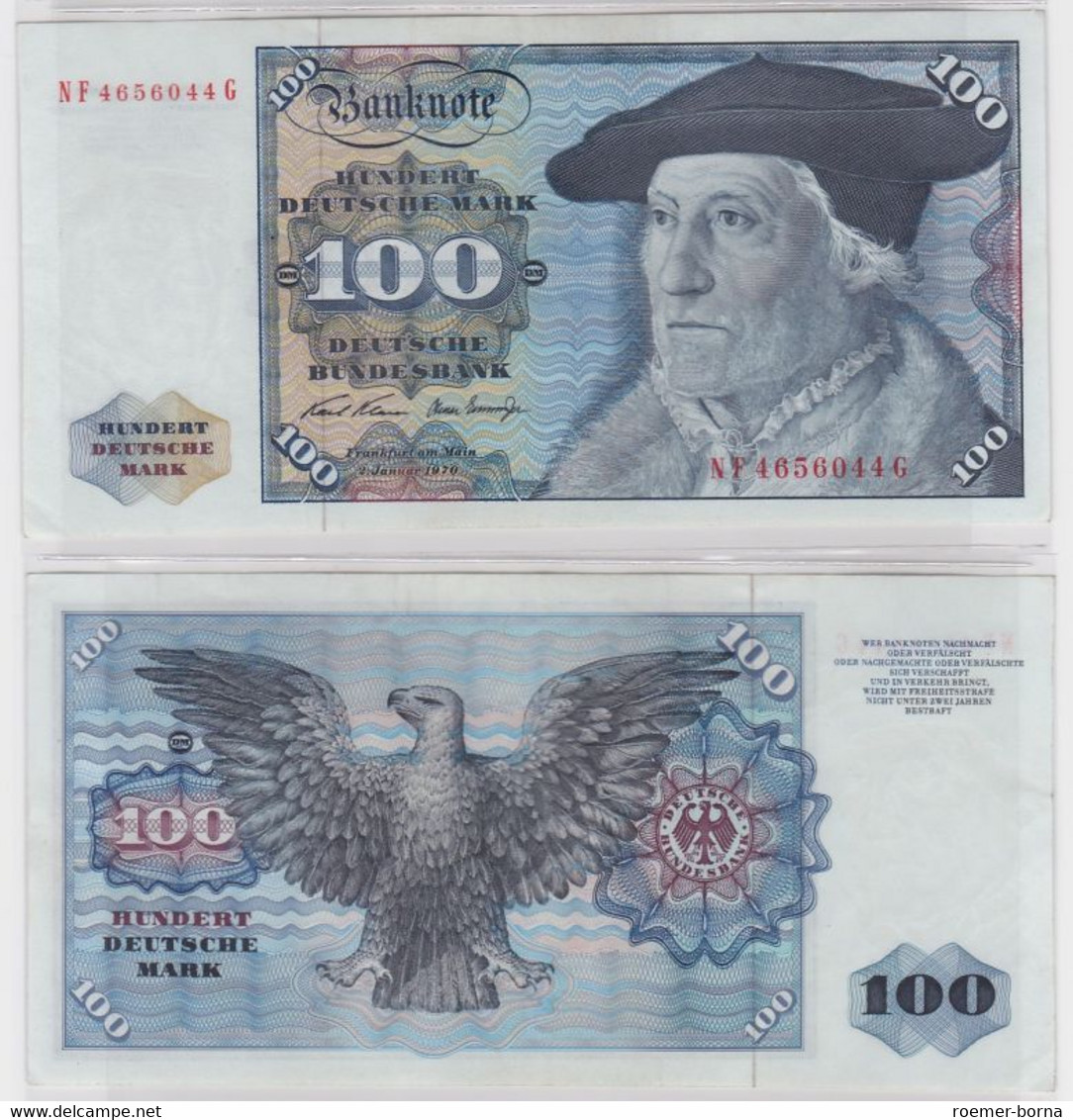 T145524 Banknote 100 DM Deutsche Mark Ro. 273b Schein 2.Jan 1970 KN NF 4656044 G - 100 DM