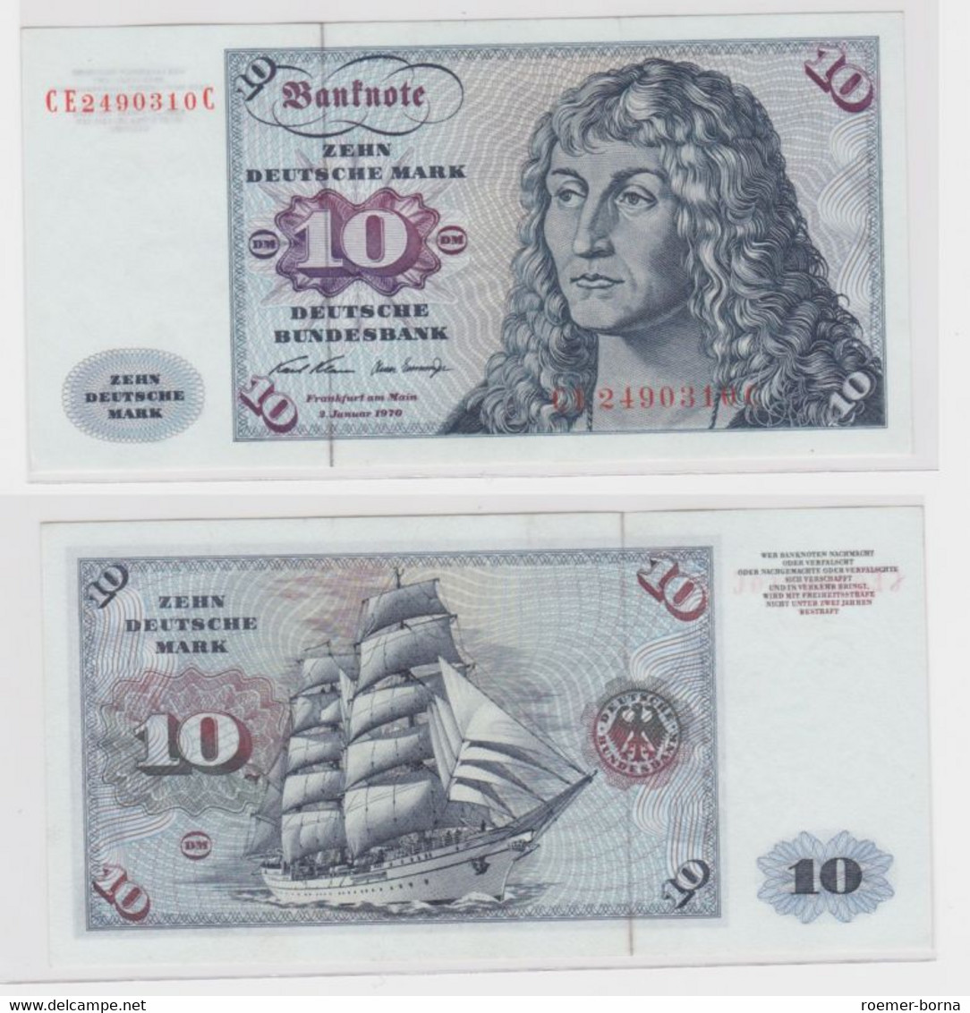 T145535 Banknote 10 DM Deutsche Mark Ro. 270b Schein 2.Jan. 1970 KN CE 2490310 C - 10 DM