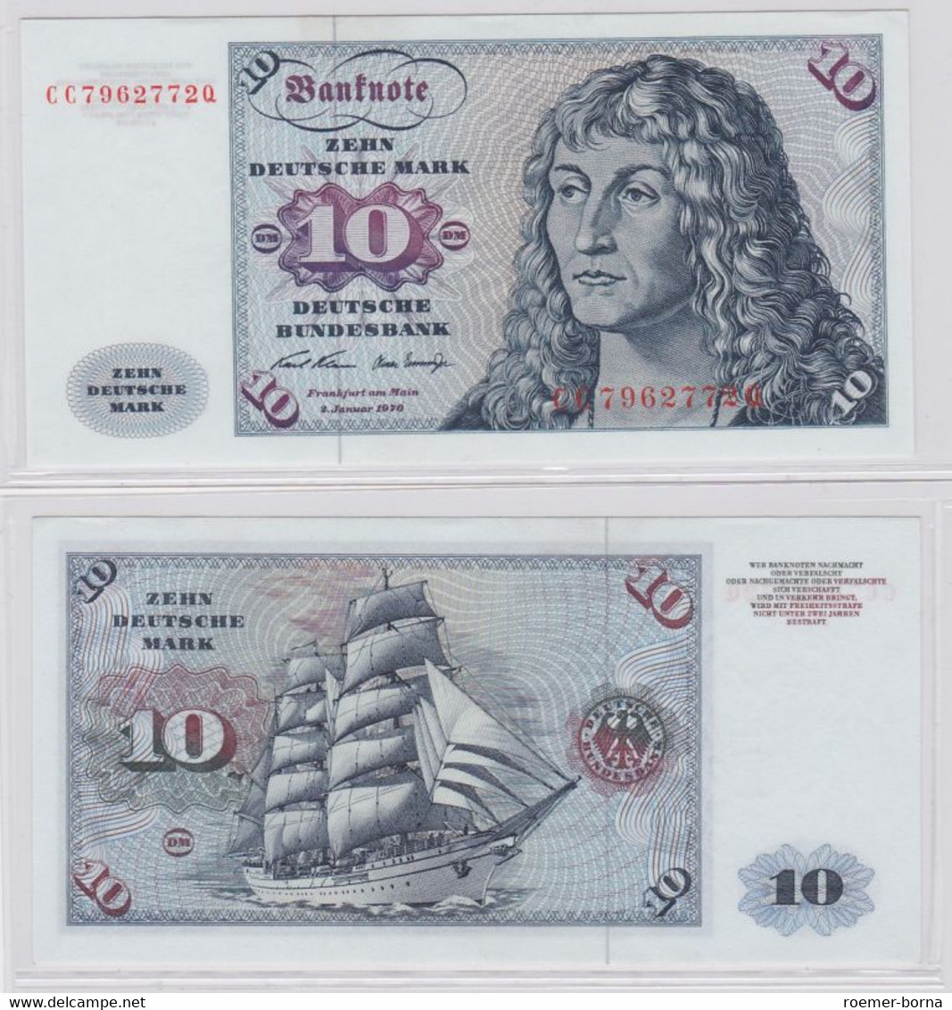 T145538 Banknote 10 DM Deutsche Mark Ro. 270a Schein 2.Jan. 1970 KN CC 7962772 Q - 10 Deutsche Mark