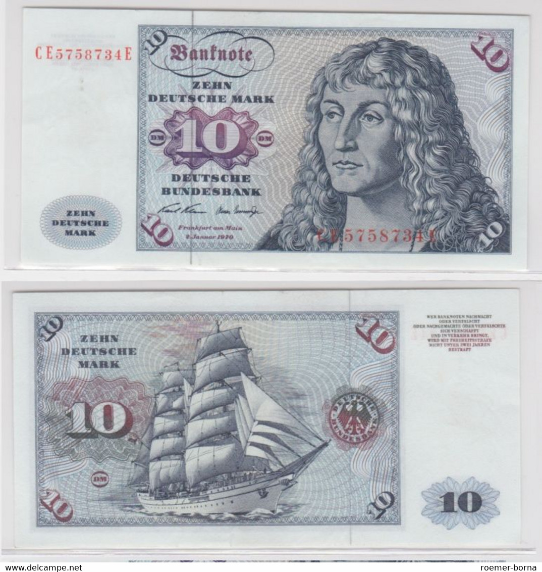 T145610 Banknote 10 DM Deutsche Mark Ro. 270b Schein 2.Jan. 1970 KN CE 5758734 E - 10 DM