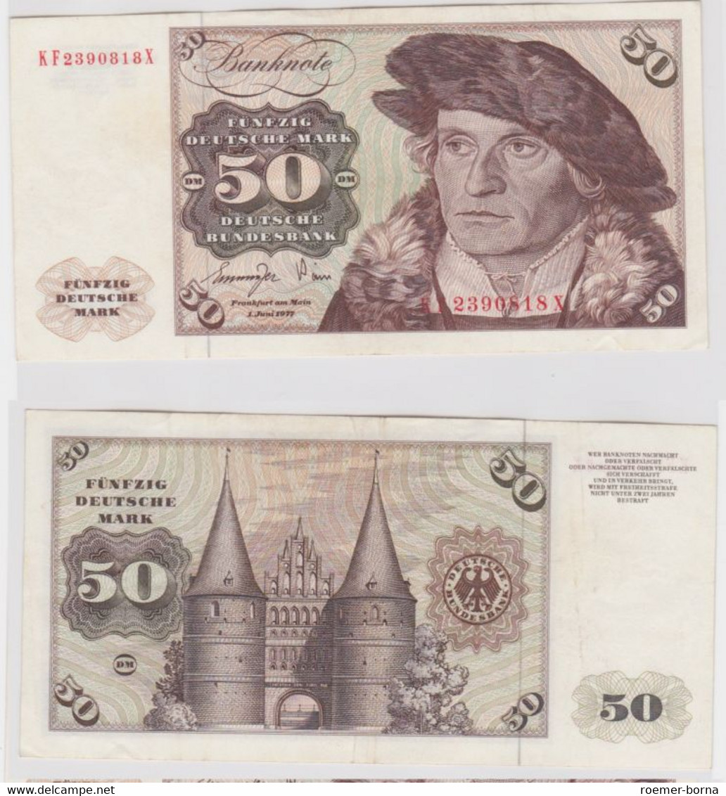 T145621 Banknote 50 DM Deutsche Mark Ro. 277a Schein 1.Juni 1977 KN KF 2390818 X - 50 DM