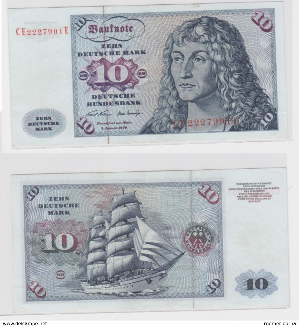 T145625 Banknote 10 DM Deutsche Mark Ro. 270b Schein 2.Jan. 1970 KN CE 2227991 E - 10 Deutsche Mark