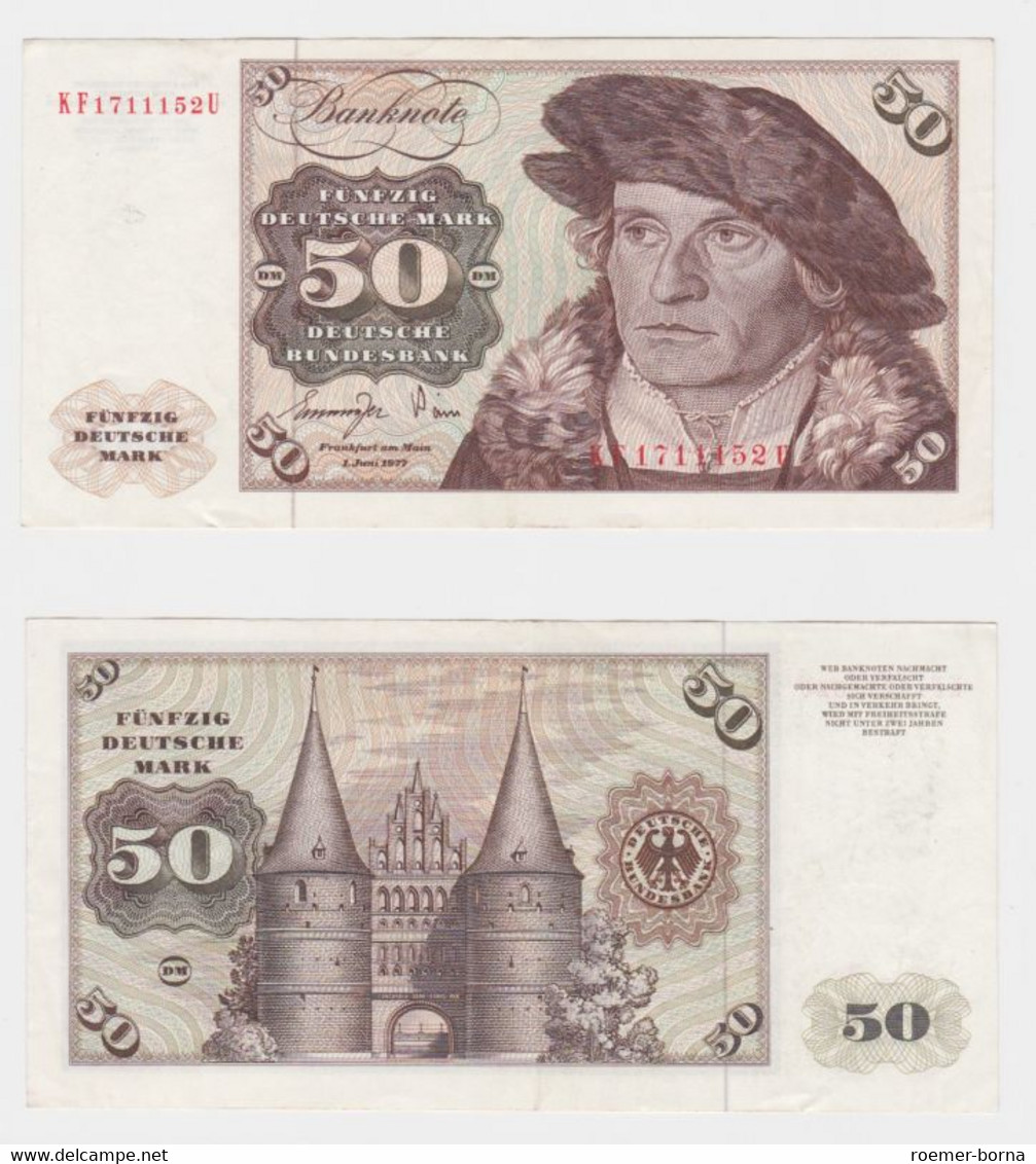 T145707 Banknote 50 DM Deutsche Mark Ro. 277a Schein 1.Juni 1977 KN KF 1711152 U - 50 DM