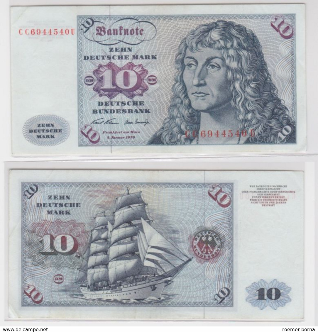 T145736 Banknote 10 DM Deutsche Mark Ro. 270a Schein 2.Jan. 1970 KN CC 6944540 U - 10 DM