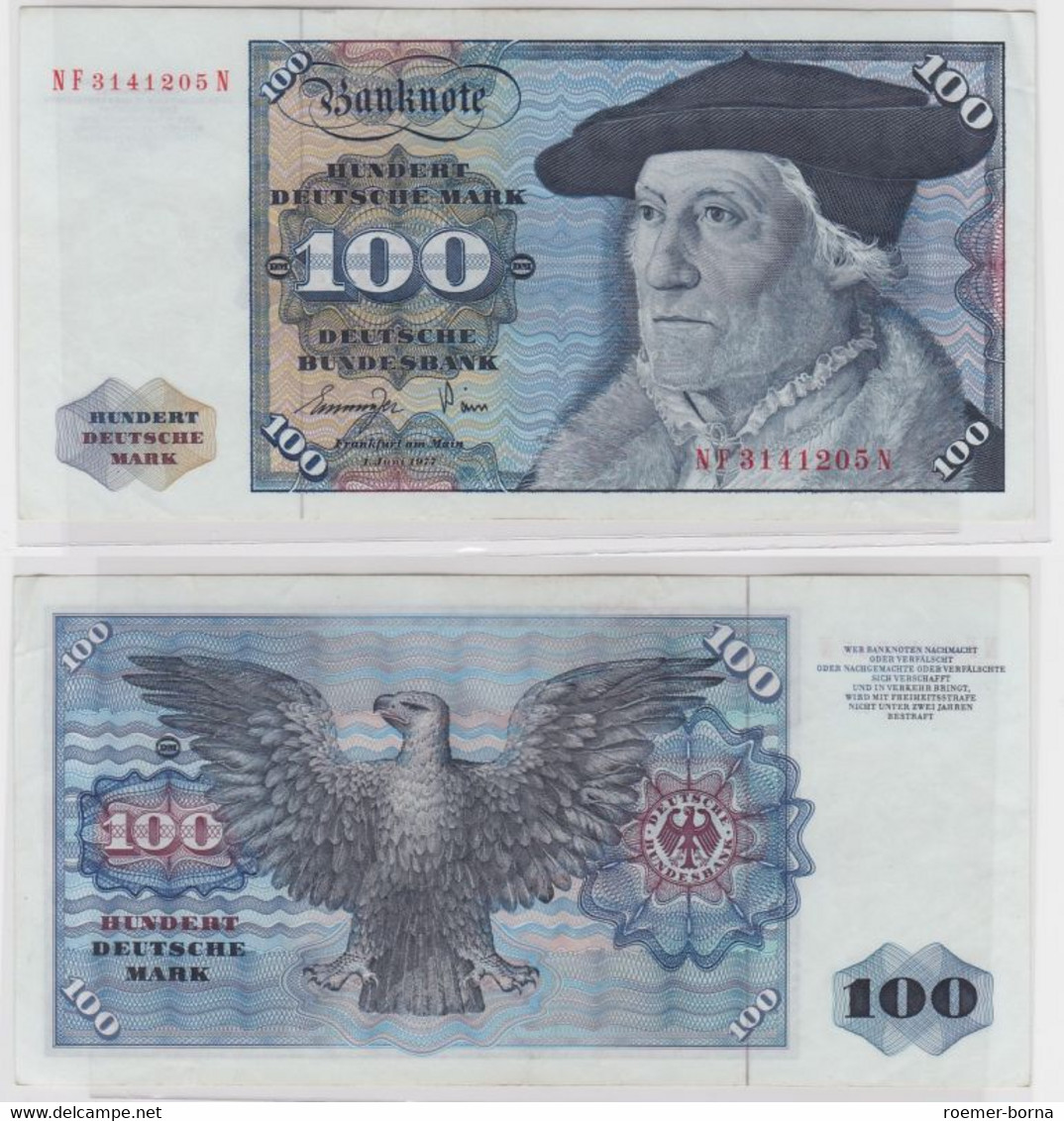 T145737 Banknote 100 DM Deutsche Mark Ro 278a Schein 1.Juni 1977 KN NF 3141205 N - 100 Deutsche Mark