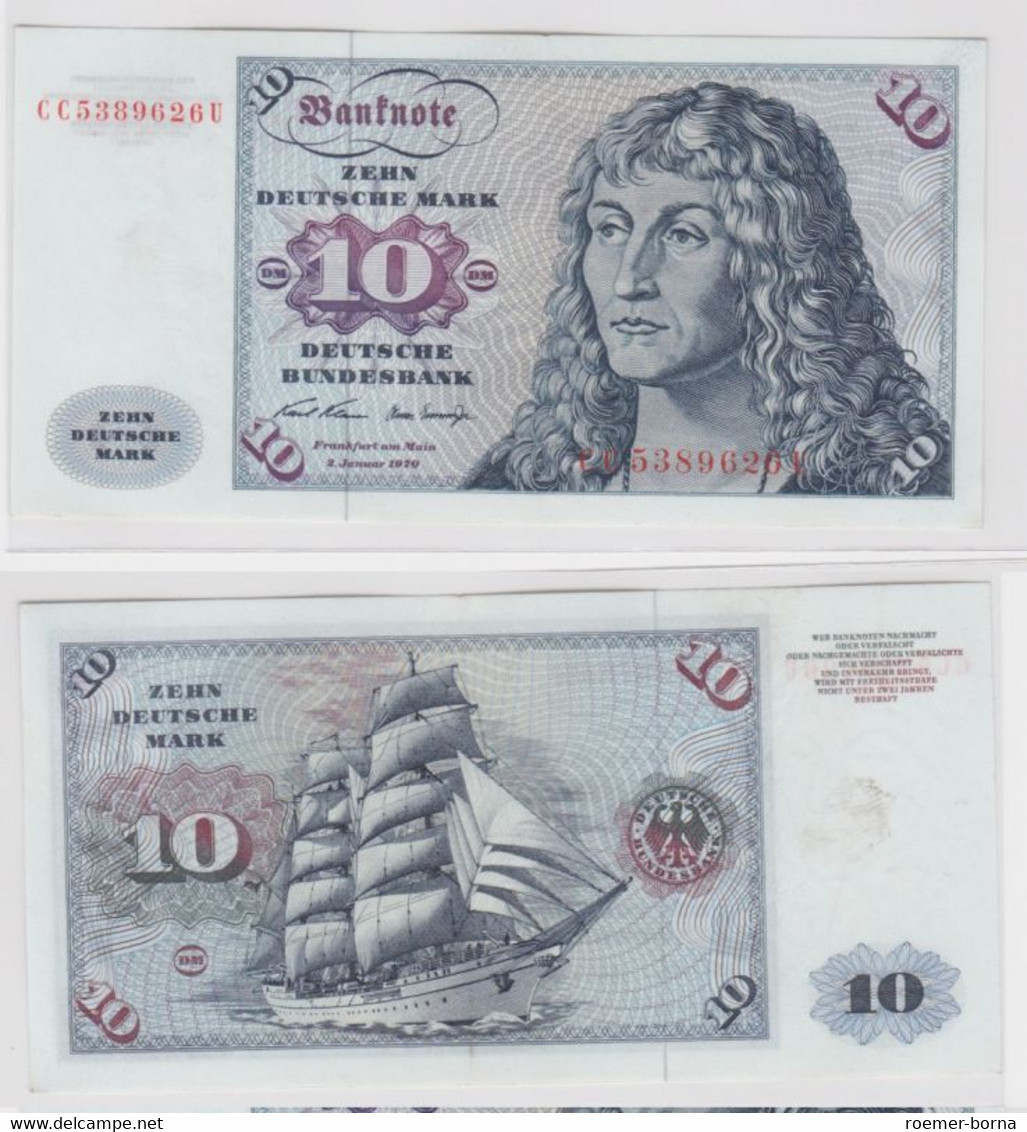 T145776 Banknote 10 DM Deutsche Mark Ro. 270a Schein 2.Jan. 1970 KN CC 5389626 U - 10 Deutsche Mark