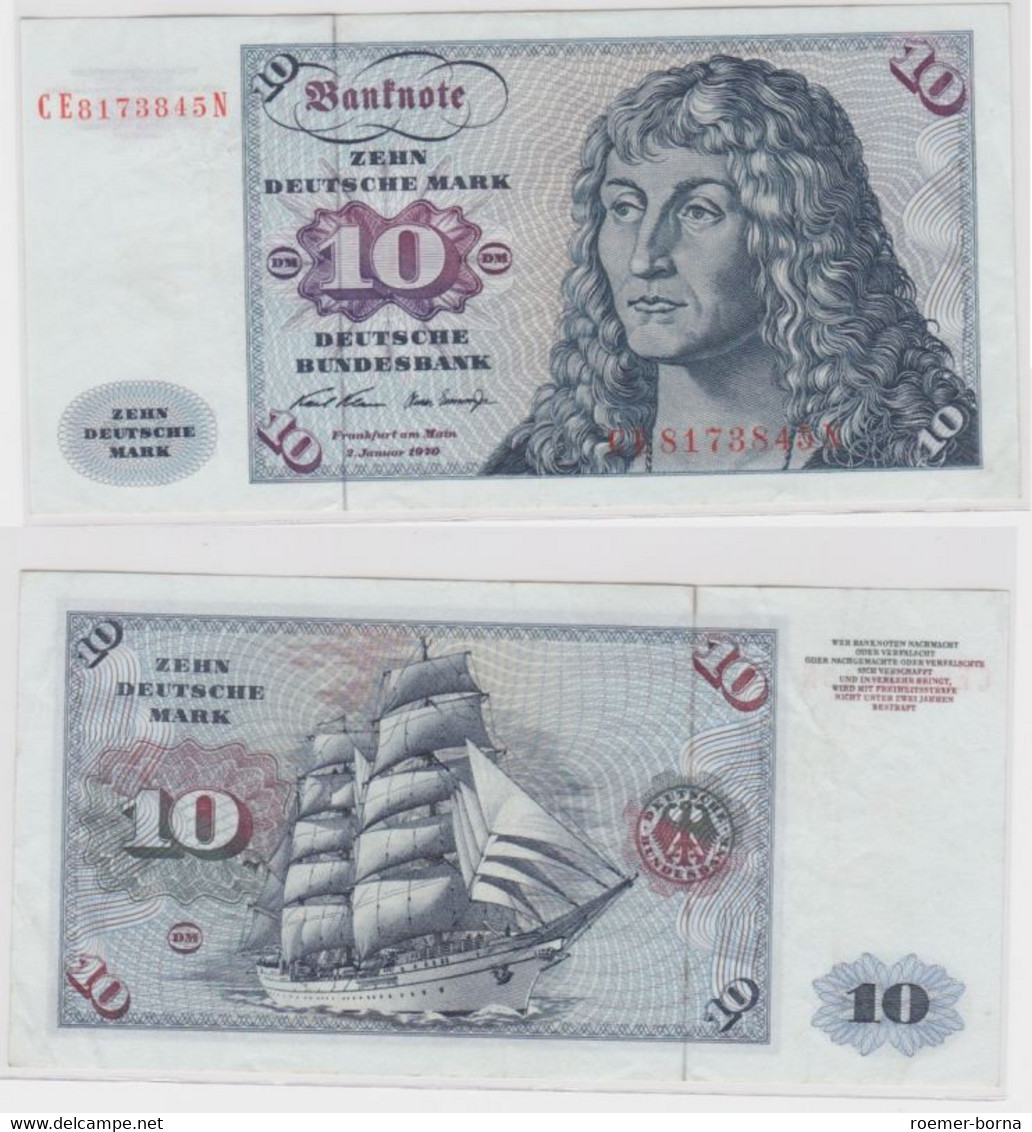 T145959 Banknote 10 DM Deutsche Mark Ro. 270b Schein 2.Jan. 1970 KN CE 8173845 N - 10 DM