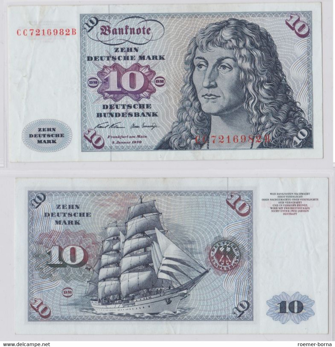 T146002 Banknote 10 DM Deutsche Mark Ro. 270a Schein 2.Jan. 1970 KN CC 7216982 B - 10 Deutsche Mark