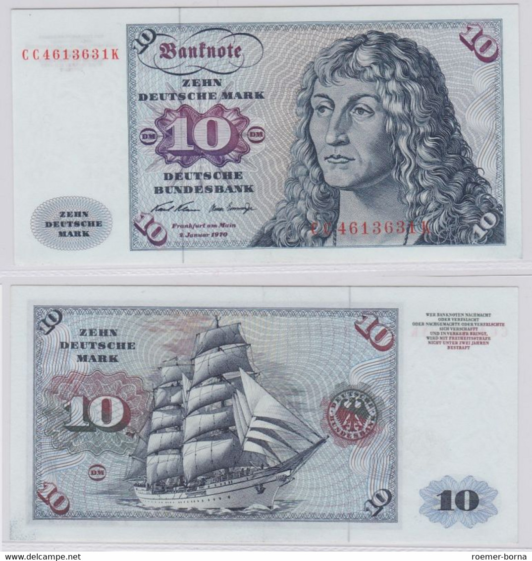 T146004 Banknote 10 DM Deutsche Mark Ro. 270a Schein 2.Jan. 1970 KN CC 4613631 K - 10 Deutsche Mark