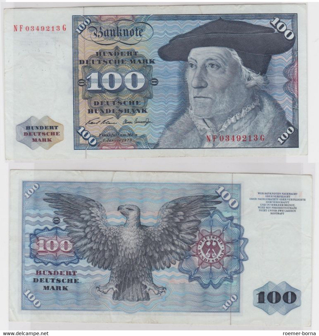 T146010 Banknote 100 DM Deutsche Mark Ro. 273b Schein 2.Jan 1970 KN NF 0349213 G - 100 Deutsche Mark