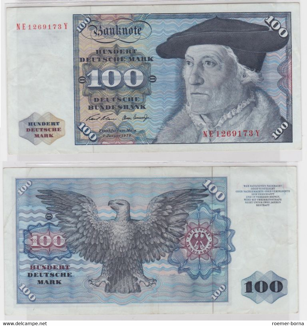 T146012 Banknote 100 DM Deutsche Mark Ro. 273b Schein 2.Jan 1970 KN NE 1269173 Y - 100 DM