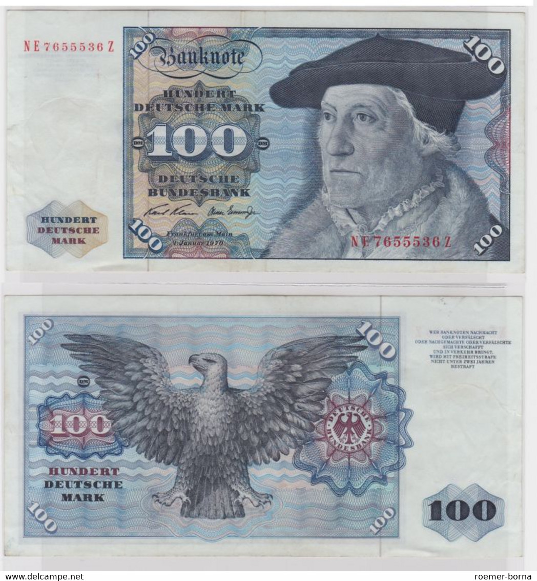 T146017 Banknote 100 DM Deutsche Mark Ro. 273b Schein 2.Jan 1970 KN NE 7655536 Z - 100 Deutsche Mark