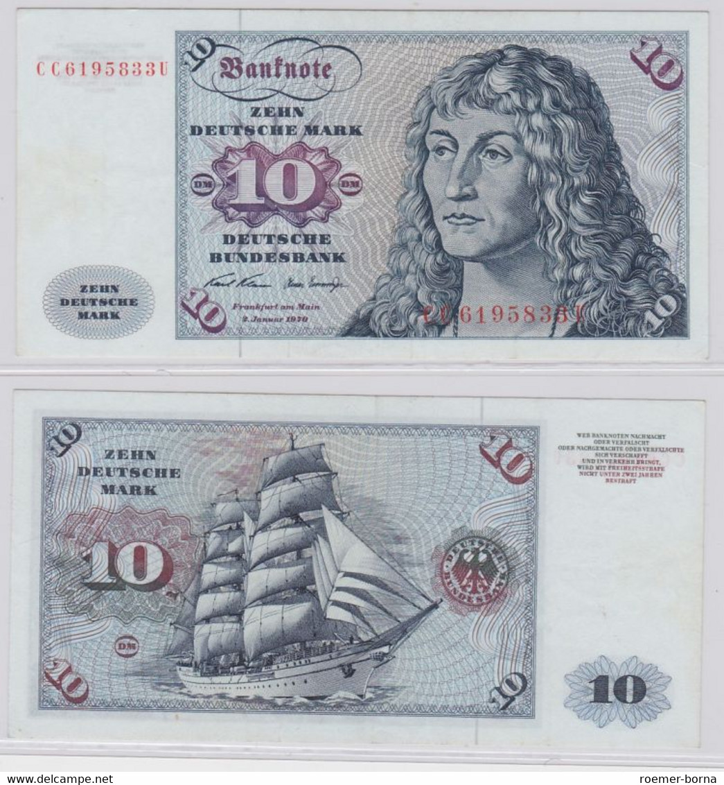T146021 Banknote 10 DM Deutsche Mark Ro. 270a Schein 2.Jan. 1970 KN CC 6195833 U - 10 Deutsche Mark