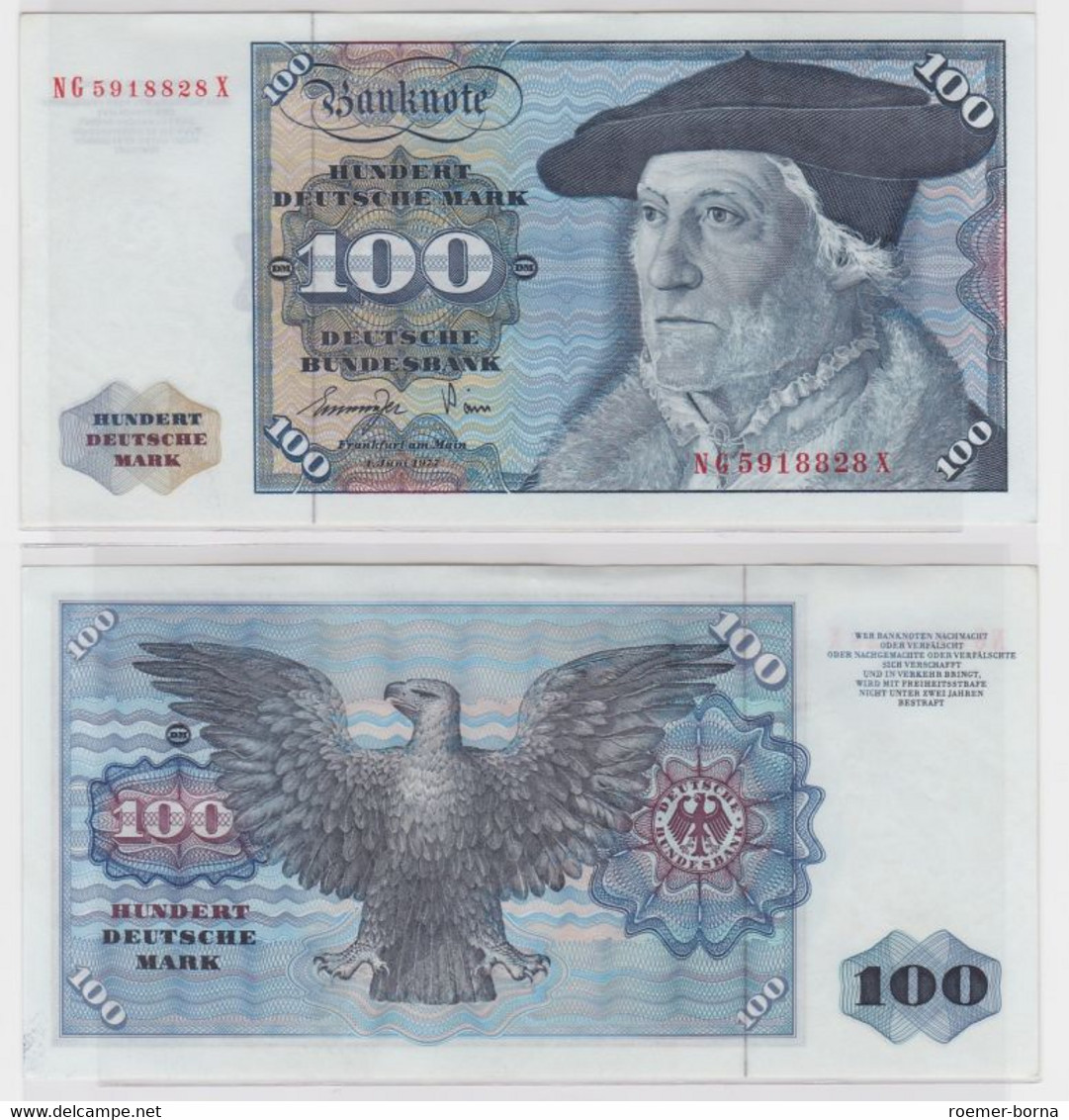 T146033 Banknote 100 DM Deutsche Mark Ro 278a Schein 1.Juni 1977 KN NG 5918828 X - 100 Deutsche Mark