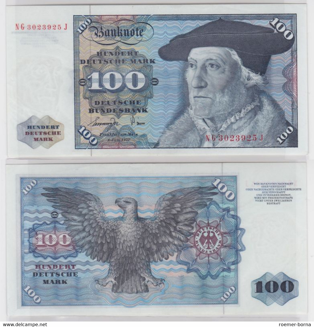 T146034 Banknote 100 DM Deutsche Mark Ro 278a Schein 1.Juni 1977 KN NG 3023925 J - 100 Deutsche Mark