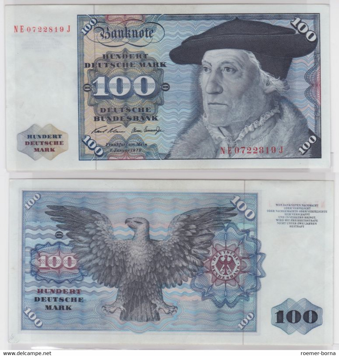 T146038 Banknote 100 DM Deutsche Mark Ro. 273b Schein 2.Jan 1970 KN NE 0722819 J - 100 DM