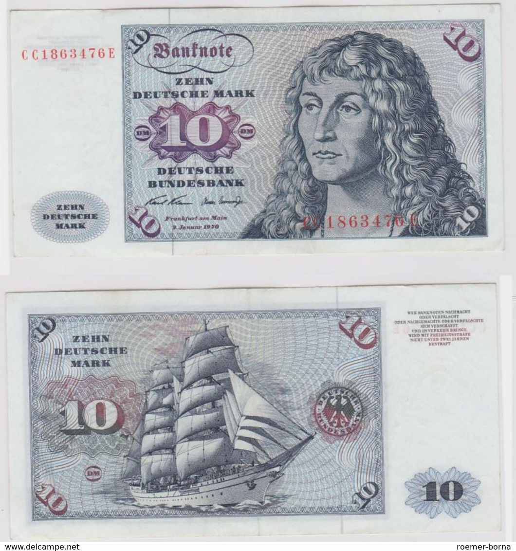 T146042 Banknote 10 DM Deutsche Mark Ro. 270a Schein 2.Jan. 1970 KN CC 1863476 E - 10 Deutsche Mark