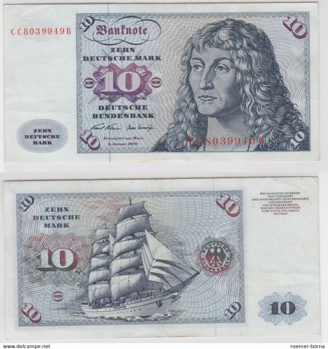 T146044 Banknote 10 DM Deutsche Mark Ro. 270a Schein 2.Jan. 1970 KN CC 8039949 B - 10 Deutsche Mark