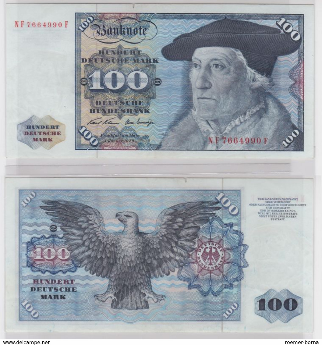 T146048 Banknote 100 DM Deutsche Mark Ro. 273b Schein 2.Jan 1970 KN NF 7664990 F - 100 Deutsche Mark