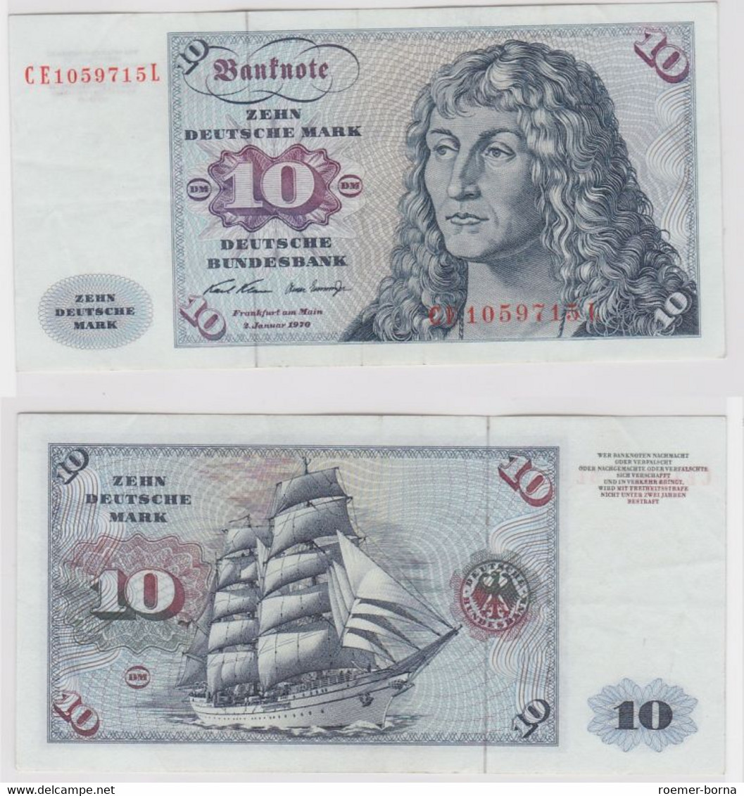 T146056 Banknote 10 DM Deutsche Mark Ro. 270b Schein 2.Jan. 1970 KN CE 1059715 L - 10 Deutsche Mark