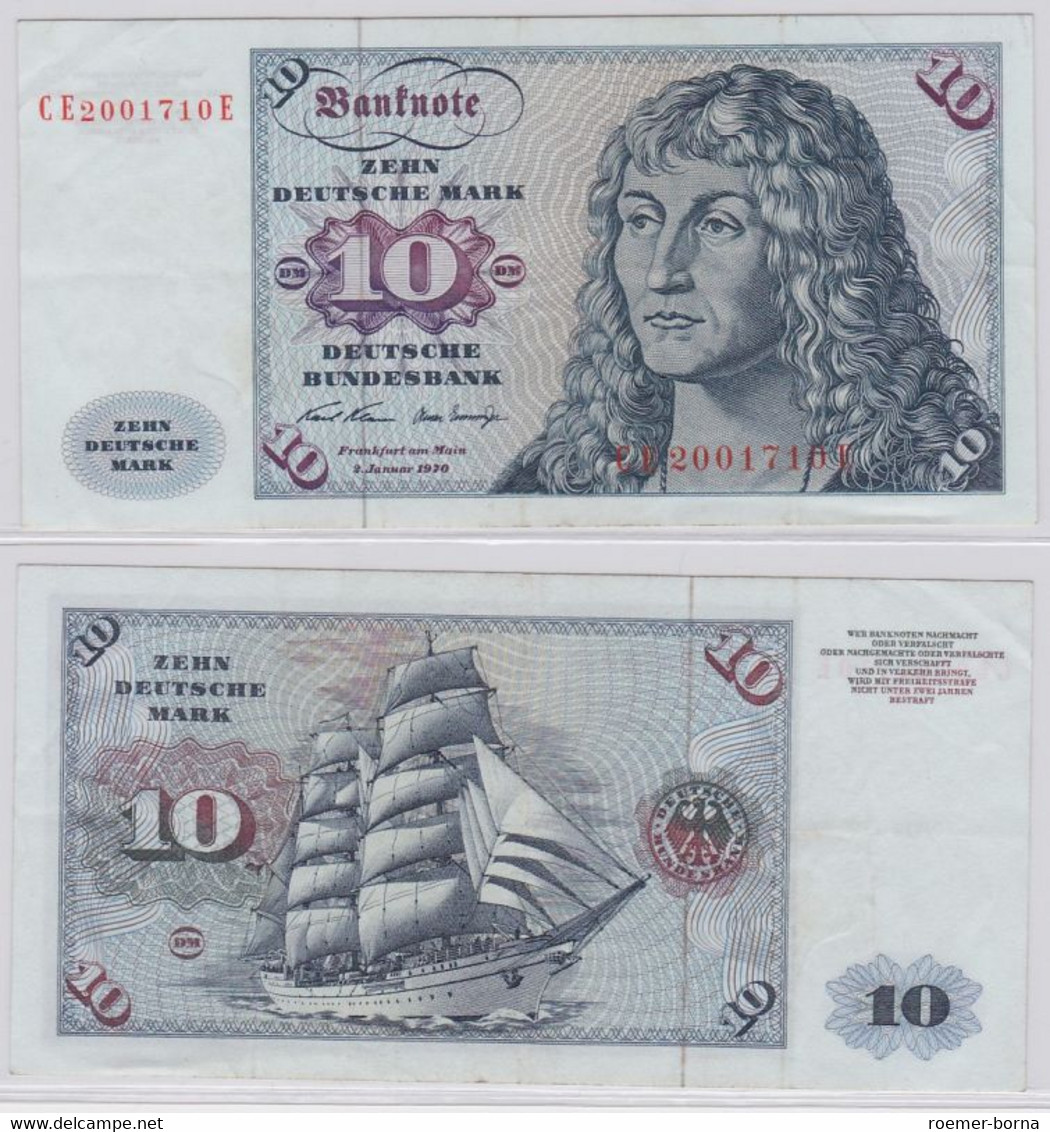 T146061 Banknote 10 DM Deutsche Mark Ro. 270b Schein 2.Jan. 1970 KN CE 2001710 E - 10 Deutsche Mark