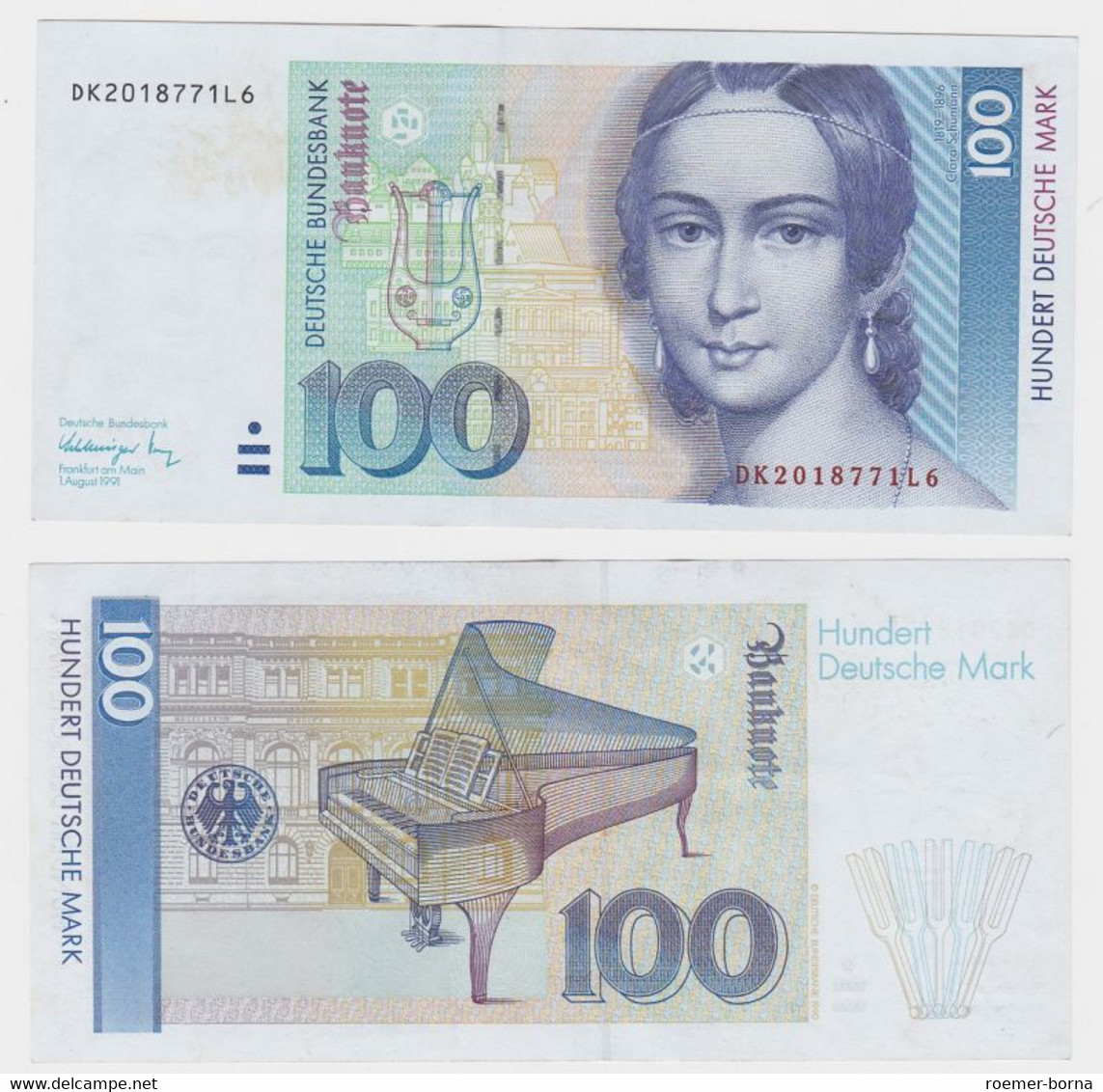 T146102 Banknote 100 DM Deutsche Mark Ro 300a Schein 1.Aug. 1991 KN DK 2018771L6 - 100 DM