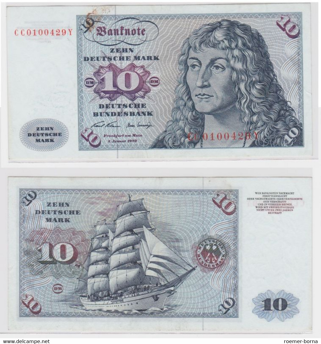 T146104 Banknote 10 DM Deutsche Mark Ro. 270a Schein 2.Jan. 1970 KN CC 0100429 Y - 10 DM