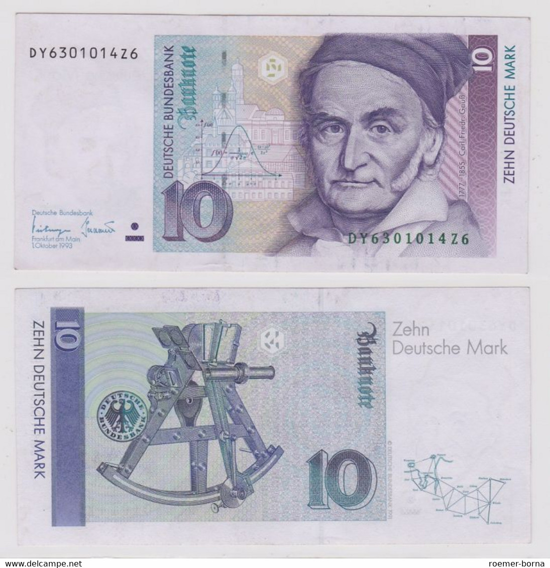 T146120 Banknote 10 DM Deutsche Mark Ro. 303a Schein 1.Okt. 1993 KN DY 6301014Z6 - 10 DM