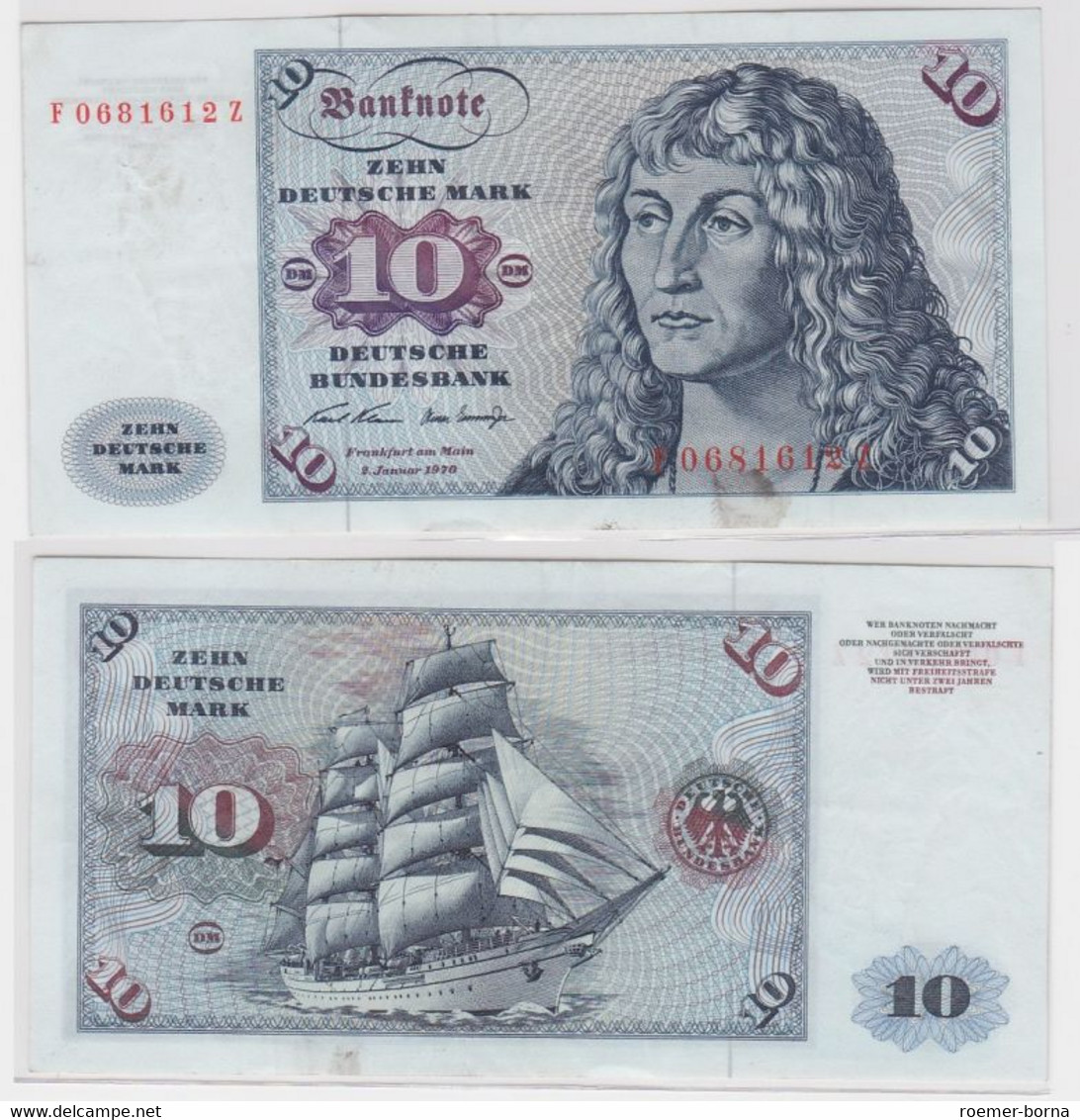 T146124 Banknote 10 DM Deutsche Mark Ro. 270a Schein 2.Jan. 1970 KN F 0681612 Z - 10 Deutsche Mark