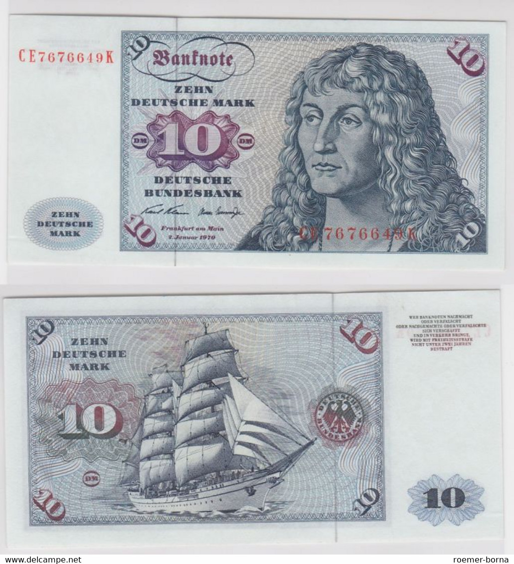 T146133 Banknote 10 DM Deutsche Mark Ro. 270b Schein 2.Jan. 1970 KN CE 7676649 K - 10 Deutsche Mark