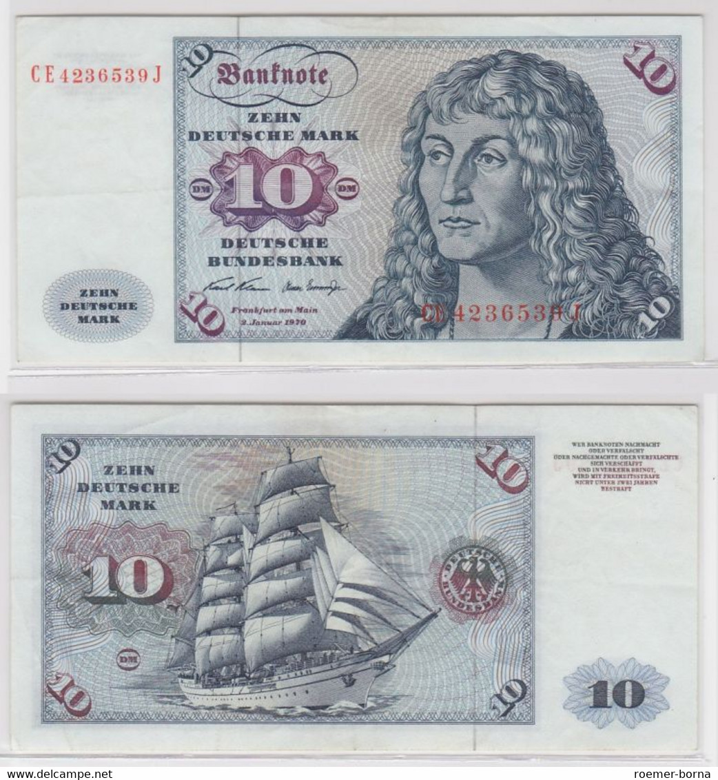 T146135 Banknote 10 DM Deutsche Mark Ro. 270b Schein 2.Jan. 1970 KN CE 4236539 J - 10 DM