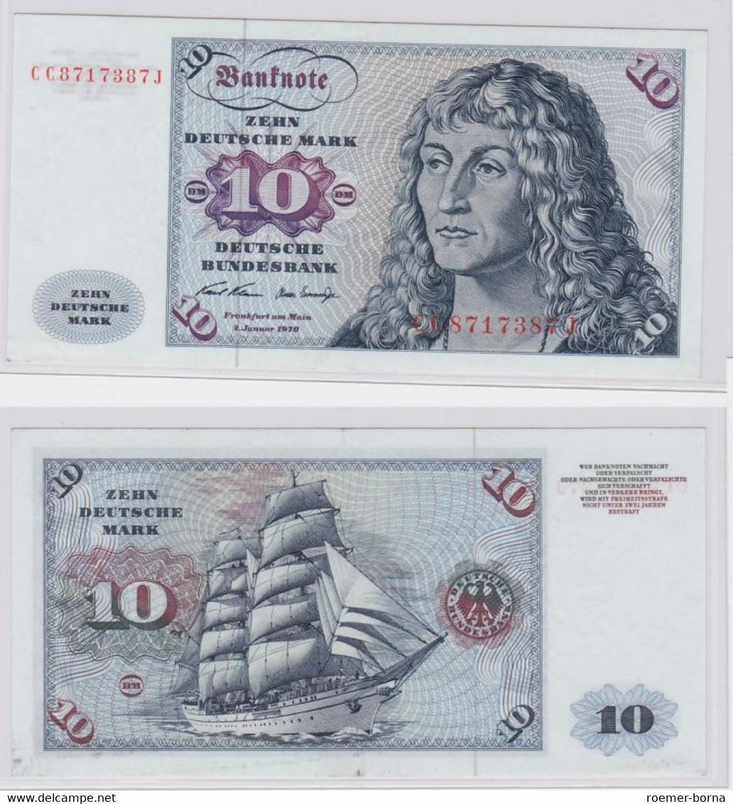 T146142 Banknote 10 DM Deutsche Mark Ro. 270a Schein 2.Jan. 1970 KN CC 8717387 J - 10 DM