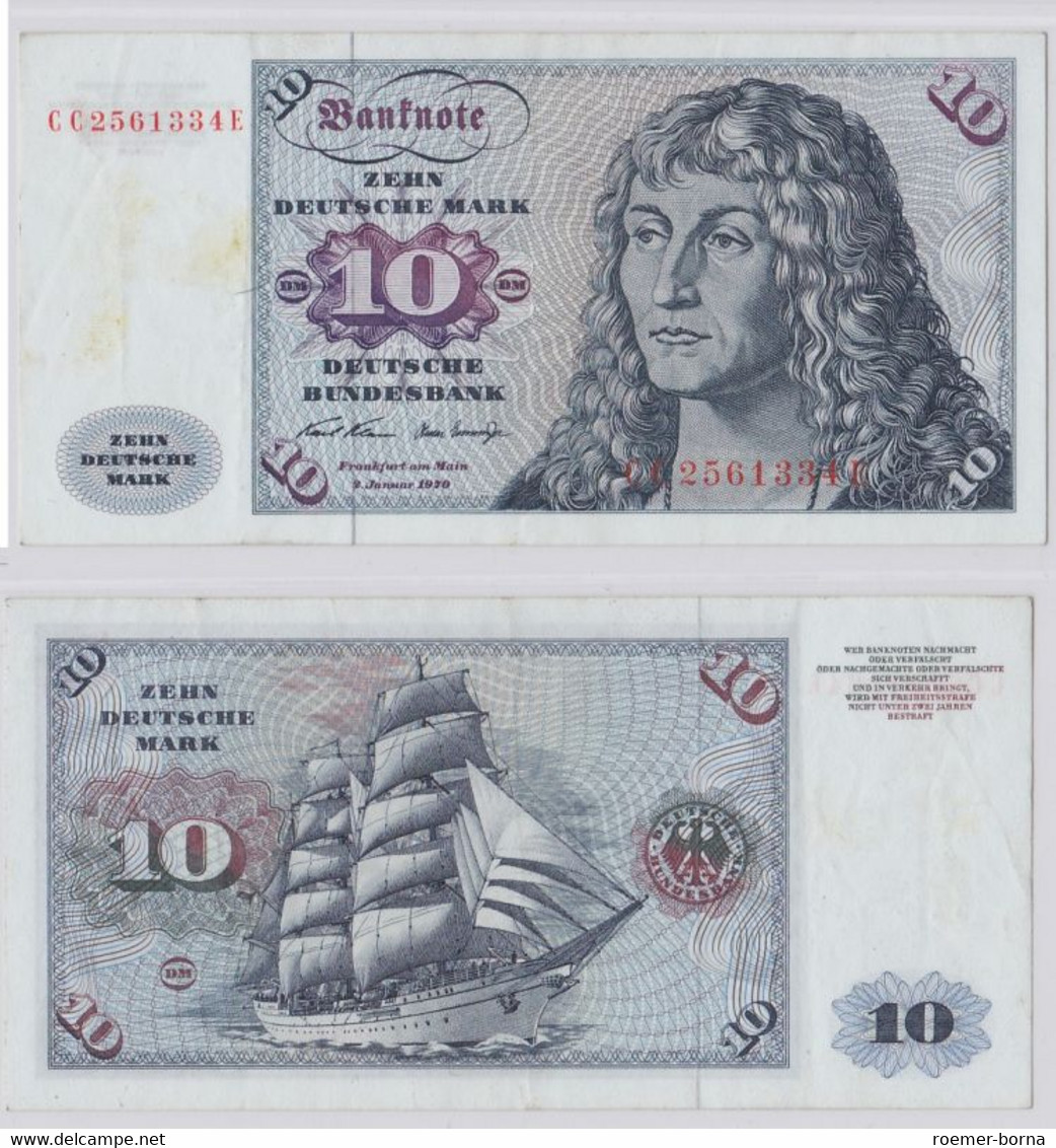 T146149 Banknote 10 DM Deutsche Mark Ro. 270a Schein 2.Jan. 1970 KN CC 2561334 E - 10 Deutsche Mark