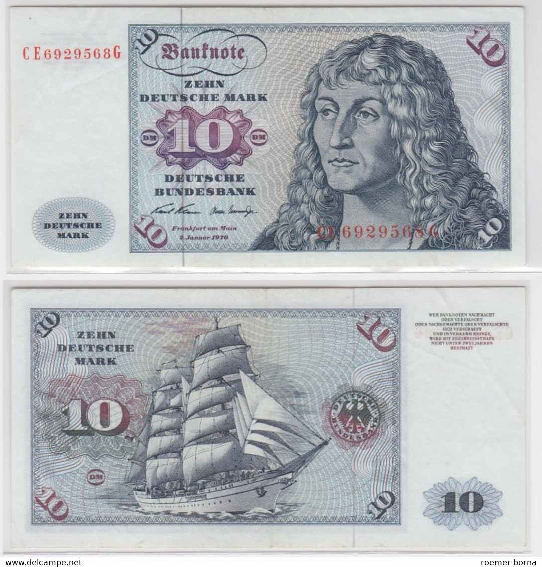 T146151 Banknote 10 DM Deutsche Mark Ro. 270b Schein 2.Jan. 1970 KN CE 6929568 G - 10 Deutsche Mark