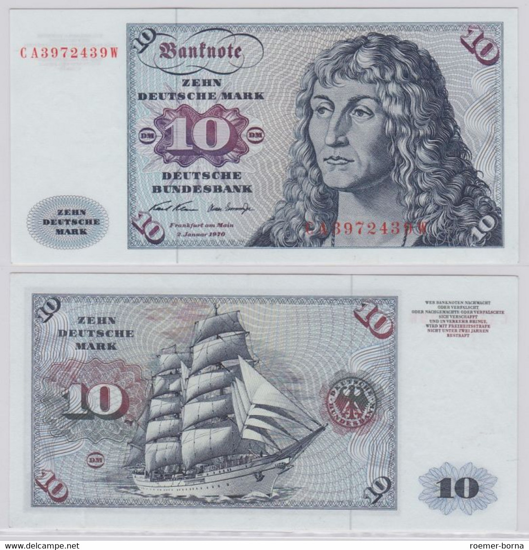 T146190 Banknote 10 DM Deutsche Mark Ro. 270a Schein 2.Jan. 1970 KN CA 3972439 W - 10 DM