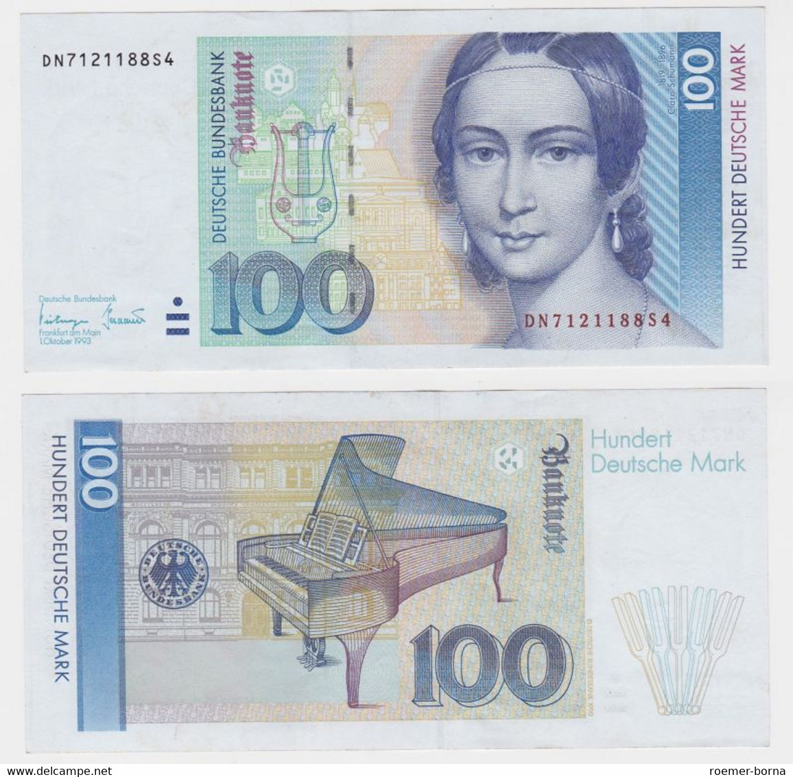 T146201 Banknote 100 DM Deutsche Mark Ro 306a Schein 1.Okt. 1993 KN DN 7121188S4 - 100 DM